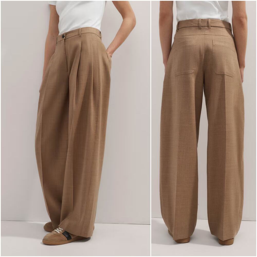 ME+EM Pleat Front Trousers Italian wool Tailoring Biscuit beige 0 US 4UK